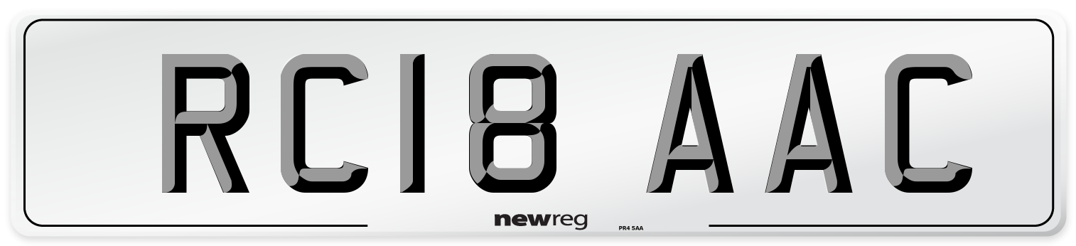 RC18 AAC Number Plate from New Reg